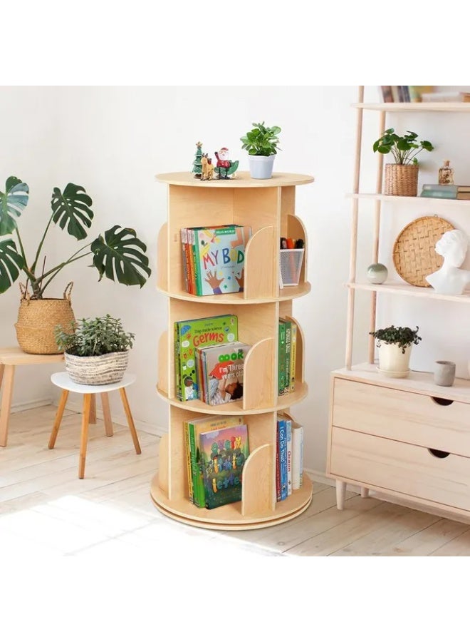 توكي توي رف كتب خشبي دوّار من 3 طبقات – بني من TOOKY TOY - Image 2